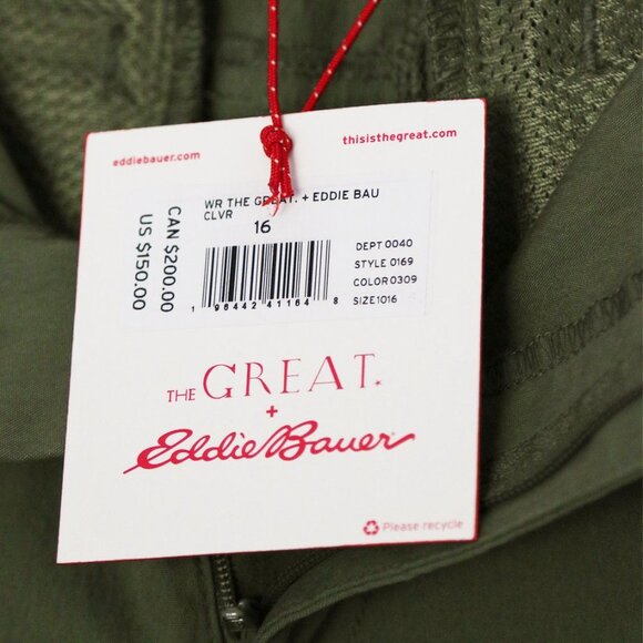 NEW The Great. + Eddie Bauer The Canvas Hiking Cargo Pants 16 Olive Green $150 - Picture 9 of 16